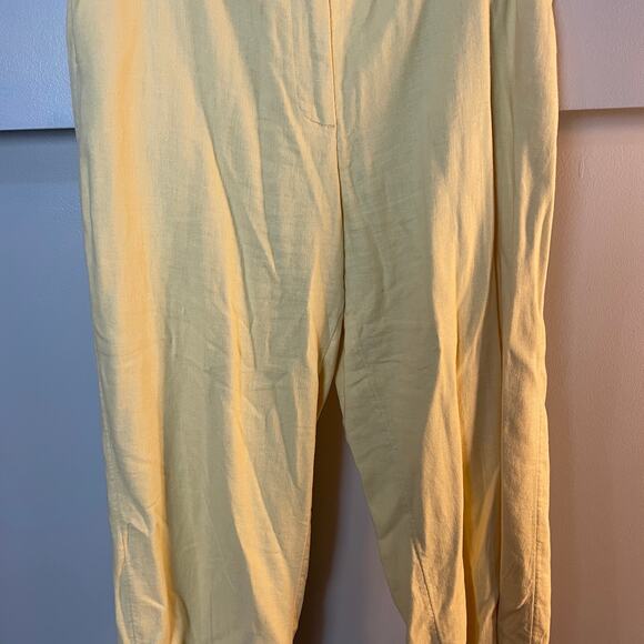 Abercrombie & Fitch SZ 31 US 12 Linen-Blend Tailored Straight Pant Butter Yellow - Picture 13 of 14